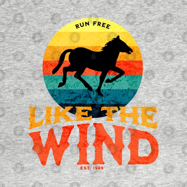 Run Free Like The Wind - Retro Vintage Sunset Of Galloping Horse by vystudio